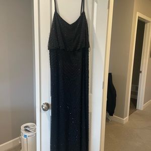 Sz 18 Adrianna Pappel Blck Beaded Blouson Dress